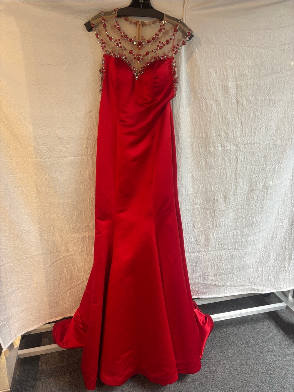 Ashley Lauren 1080 Red Beaded Evening Gown